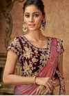Embroidered Work Hot Pink and Maroon Traditional Designer Saree - 1