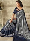 Embroidered Work Grey and Navy Blue Classic Designer Saree - 1