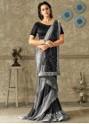 Embroidered Work Black and Grey Traditional Designer Saree - 1