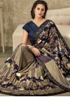 Lycra Brown and Navy Blue Trendy Classic Saree For Ceremonial - 1