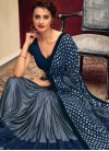 Grey and Navy Blue Embroidered Work Traditional Designer Saree - 1