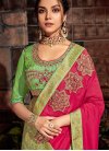 Mint Green and Rose Pink Designer Traditional Saree - 1