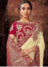 Embroidered Work Brocade Cream and Red Traditional Saree - 1