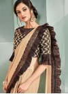 Beige and Coffee Brown Designer Traditional Saree For Festival - 1