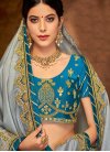 Embroidered Work Grey and Light Blue Trendy Saree - 1