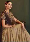 Beige and Coffee Brown Embroidered Work Designer Contemporary Saree - 1