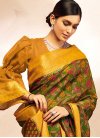 Green and Mustard Designer Contemporary Saree For Casual - 1