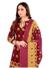 Beige and Maroon Semi Patiala Salwar Suit For Casual - 1