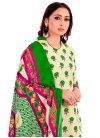 Cream and Green Print Work Trendy Patiala Salwar Suit - 2
