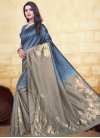Grey and Light Blue Banarasi Silk Trendy Classic Saree - 2