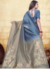 Grey and Light Blue Banarasi Silk Trendy Classic Saree - 1