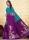 Woven Work Purple and Teal Designer Contemporary Saree - 2