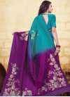 Woven Work Purple and Teal Designer Contemporary Saree - 1