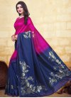 Navy Blue and Rose Pink Woven Work Traditional Designer Saree - 2