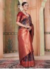Navy Blue and Rust Woven Work Designer Traditional Saree - 1