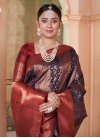 Navy Blue and Rust Woven Work Designer Traditional Saree - 2