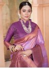 Lavender and Violet Woven Work Trendy Classic Saree - 2