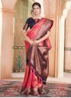 Kanjivaram Silk Woven Work Hot Pink and Navy Blue Trendy Classic Saree - 2