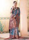 Blue and Navy Blue Kanjivaram Silk Designer Contemporary Saree For Ceremonial - 1