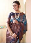 Blue and Navy Blue Kanjivaram Silk Designer Contemporary Saree For Ceremonial - 2