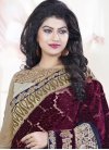 Heavenly Beige and Maroon Net Designer Contemporary Style Saree - 1