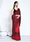 Maroon and Red Half N Half Trendy Saree For Festival - 1