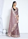 Embroidered Work Satin Silk Designer Contemporary Style Saree - 1
