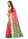 Green and Hot Pink Woven Work Traditional Designer Saree - 1