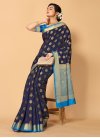 Firozi and Navy Blue Contemporary Style Saree - 1