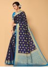 Firozi and Navy Blue Contemporary Style Saree - 2