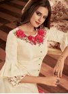 Embroidered Work Tafeta Silk Cream and Rose Pink Readymade Trendy Gown - 1