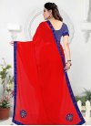 Navy Blue and Red Beads Work Classic Saree - 2