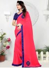 Beads Work Hot Pink and Navy Blue Trendy Classic Saree - 1