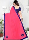 Beads Work Hot Pink and Navy Blue Trendy Classic Saree - 2