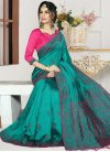 Rose Pink and Teal Art Silk Contemporary Style Saree - 1