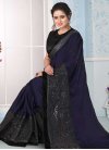 Black and Navy Blue Embroidered Work Designer Traditional Saree - 1