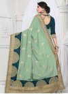 Sea Green and Teal Embroidered Work Trendy Designer Saree - 2