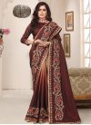Beads Work Beige and Coffee Brown Traditional Designer Saree - 1