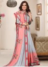 Grey and Salmon Designer Contemporary Style Saree For Ceremonial - 1