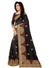 Embroidered Work Coffee Brown and Maroon Designer Contemporary Style Saree - 1