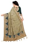 Olive and Teal Designer Contemporary Saree - 1