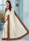Maroon and Off White Embroidered Work Trendy Saree - 2