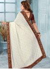 Maroon and Off White Embroidered Work Trendy Saree - 1