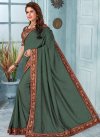 Green and Maroon Embroidered Work Designer Contemporary Style Saree - 2