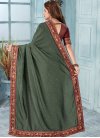 Green and Maroon Embroidered Work Designer Contemporary Style Saree - 1