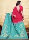 Art Silk Red and Turquoise Woven Work Designer Contemporary Saree - 2