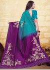 Art Silk Purple and Teal Designer Traditional Saree - 1