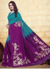 Art Silk Purple and Teal Designer Traditional Saree - 2