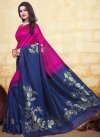 Navy Blue and Rose Pink Designer Contemporary Style Saree For Ceremonial - 2