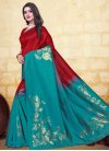 Art Silk Red and Teal Woven Work Trendy Classic Saree - 2